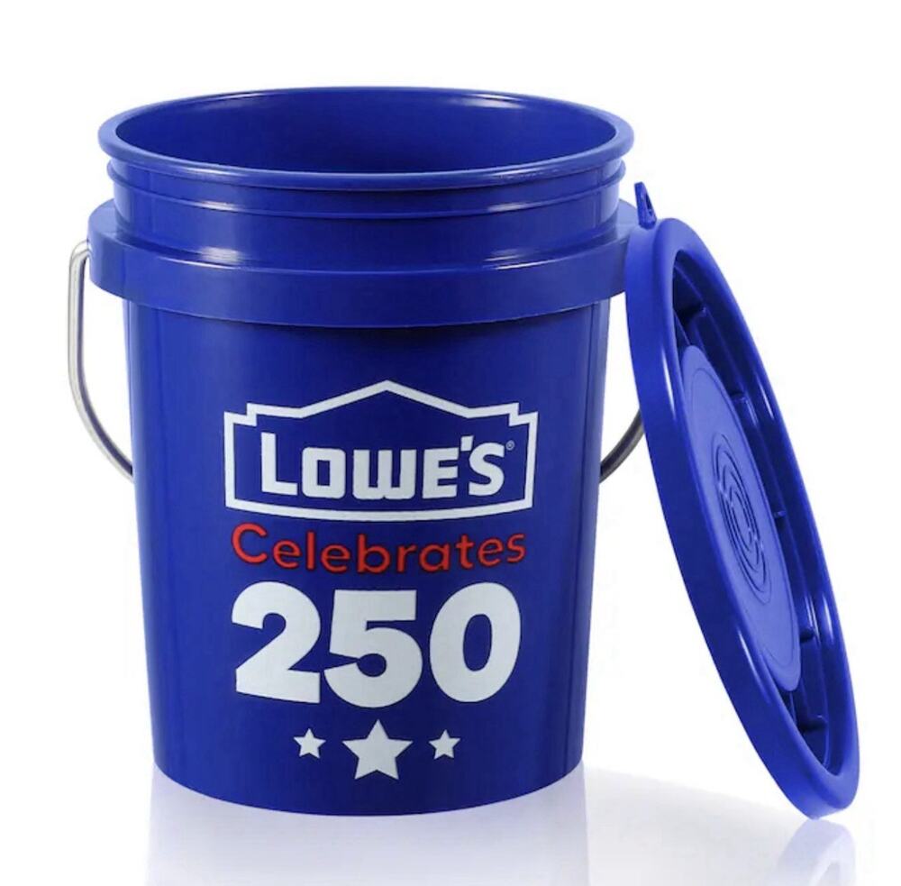 5 Pack Lowes Celebrates 250 USA Mini Blue Bucket w/ Lid Stackable Americana Food